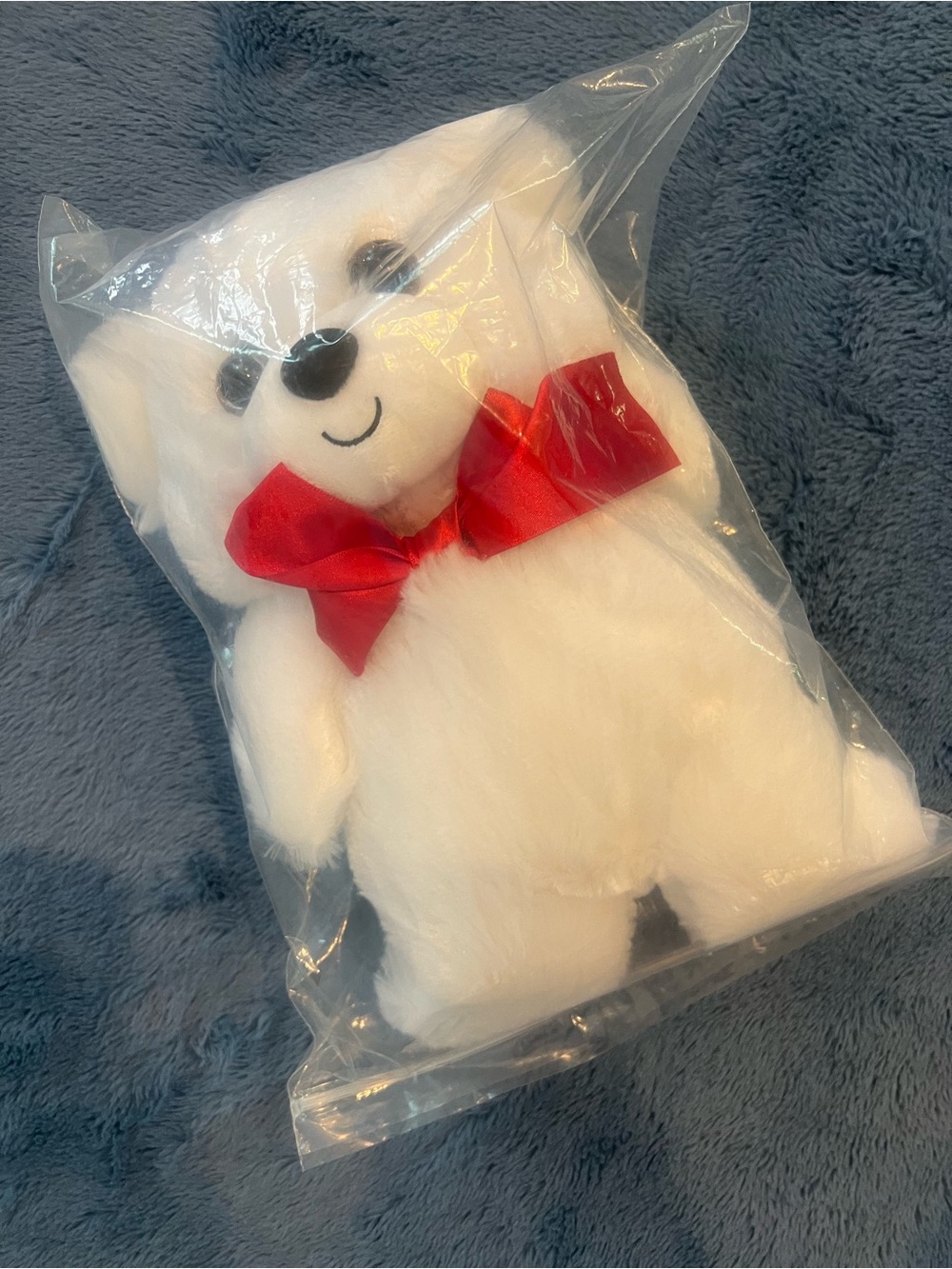 Source Unknown White Plush Bear with Red Bow Tie